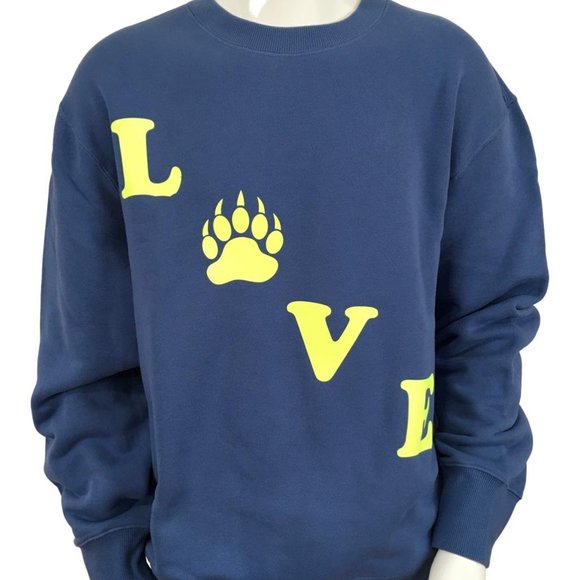 YJGLAM Men Sweater a Love Word Desing Navy Blue Neon Color Sz L G20 - Picture 2 of 8